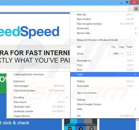 Rimuovere IneedSpeed ads da Google Chrome step 1