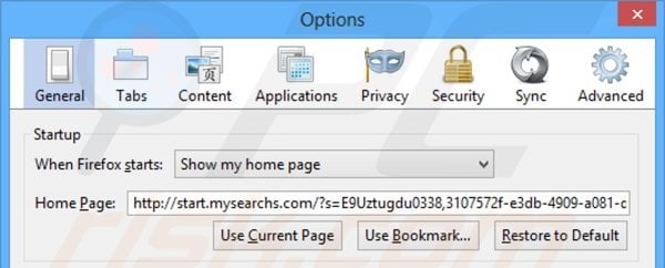 Rimuovere start.mysearchs.com dalla Mozilla Firefox homepage