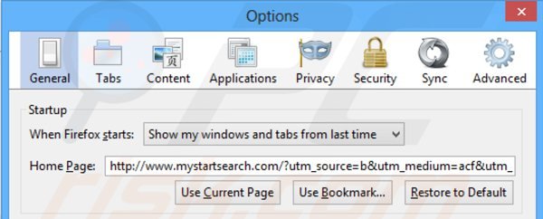 Rimuovere mystartsearch.com dalla Mozilla Firefox homepage