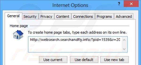 Rimuovere websearch.searchandfly.info dalla Internet Explorer homepage