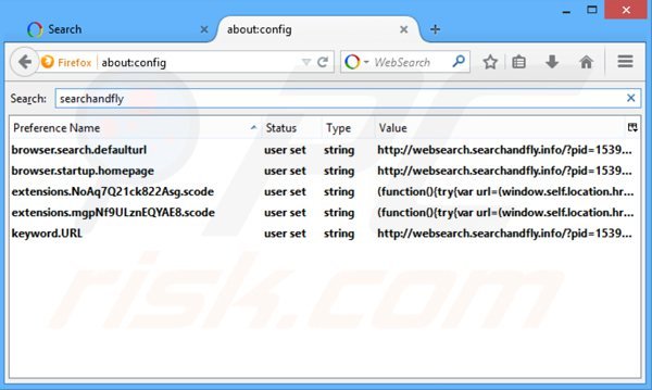 Rimuovere websearch.searchandfly.info dal motore di ricerca di Mozilla Firefox 