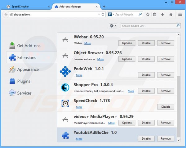 Rimuovere SpeedCheck ads da Mozilla Firefox step 2