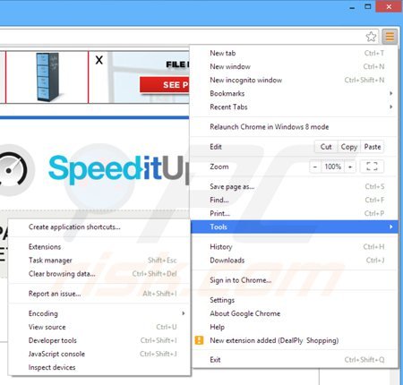 Rimuovere SpeeditUp da Google Chrome step 1