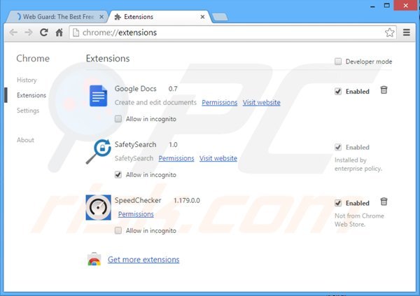 Rimuovere Web Guard da Google Chrome step 2