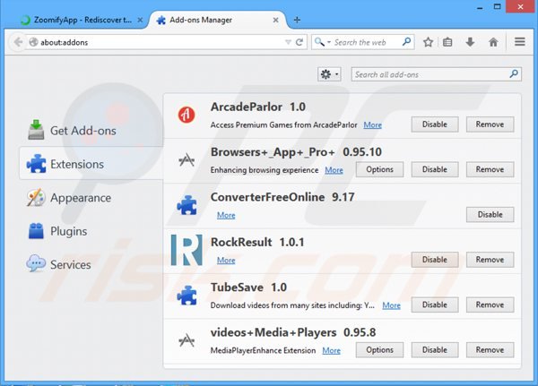 Rimuovere ZoomifyApp da Mozilla Firefox step 2