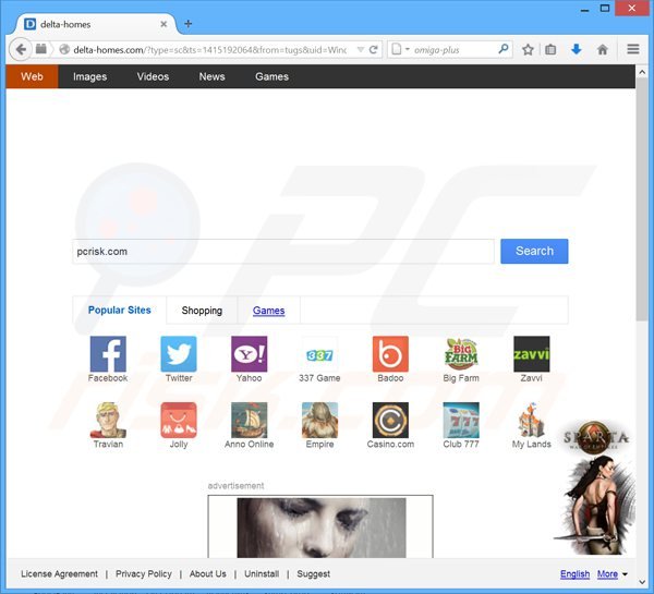 delta-homes.com browser hijacker