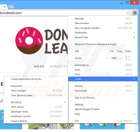 Rimuovere DonutQuotes da Google Chrome step 1