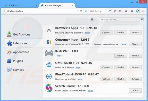 Rimuovere Finance Alert da Mozilla Firefox step 2