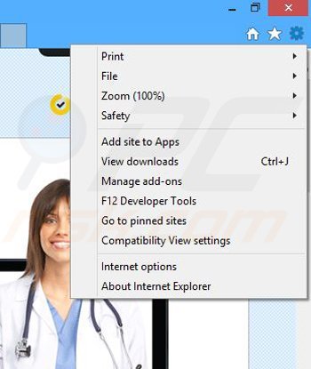 Rimuovere Health Alert adware da Internet Explorer step 1