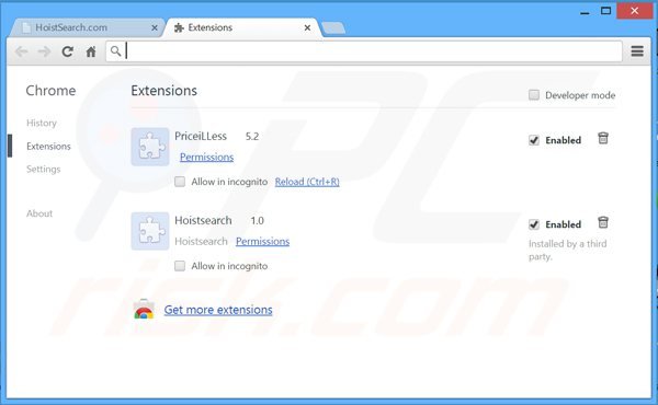 Rimuovere Hoistsearch.com da Google Chrome 