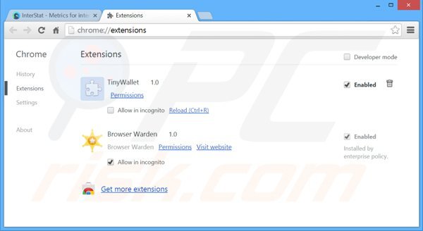 Rimuovere InterStat da Google Chrome step 2