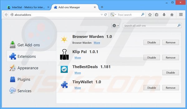 Rimuovere InterStat da Mozilla Firefox step 2
