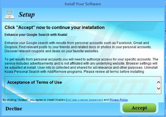 koala personal search adware installer