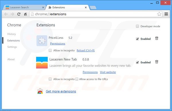 Rimuovere Lasaoren.com da Google Chrome