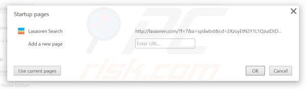 Rimuovere lasaoren.com dalla Google Chrome homepage