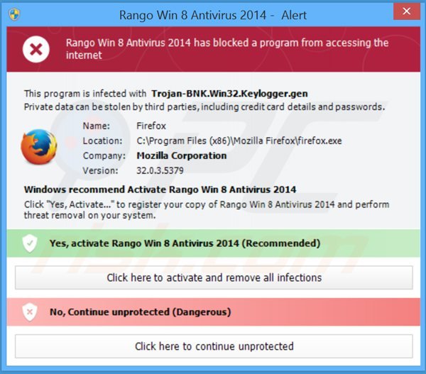 rango win8 antivirus 2014  mentre blocca l'esecuzione dei programmi installati