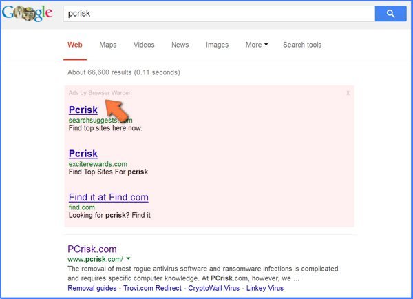 Un altro esempio di una pagina di risultati di ricerca di Google dirottata