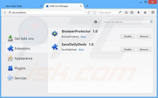 Rimuovere SaveDailyDeals da Mozilla Firefox step 2
