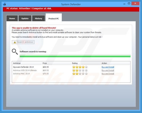 system defendermostra una lista di antivirus