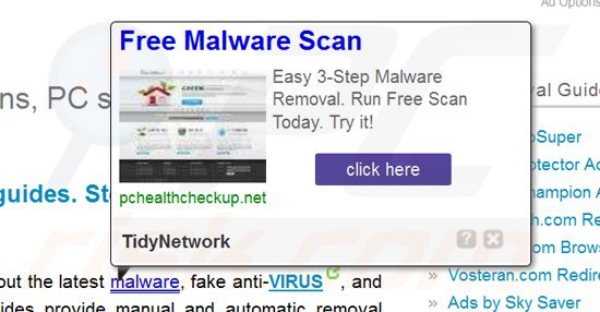 TidyNetwork adware mentre genera degli intrusivi annunci