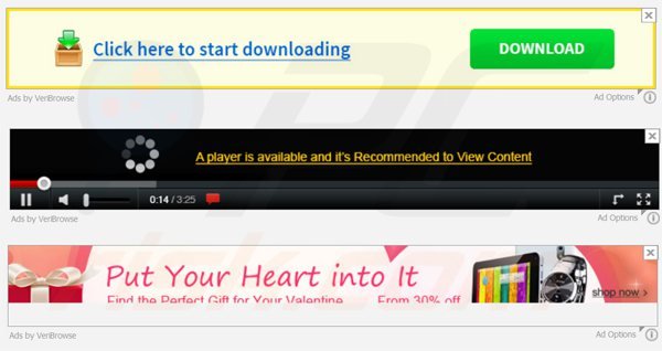 Annunci intrusivi generati da VeriBrowse adware