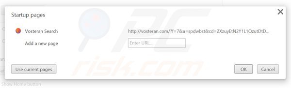 Rimuovere vosteran.com dalla Google Chrome homepage