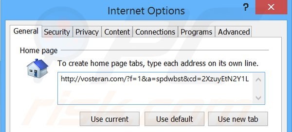 Rimuovere vosteran.com dalla Internet Explorer homepage