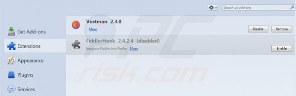 Rimuovere vosteran.com da Mozilla Firefox