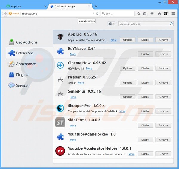 Rimuovere App Lid da Mozilla Firefox step 2