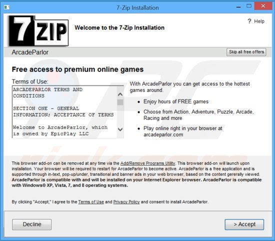 arcade parlor adware installer sample 4