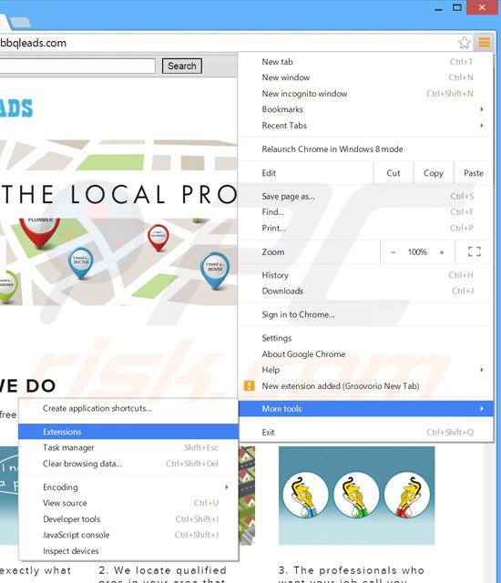 Rimuovere BBQLeads da Google Chrome step 1