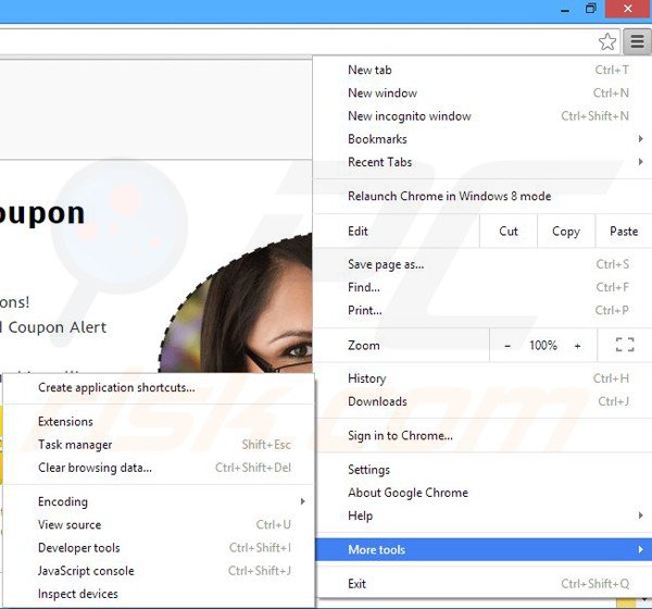 Rimuovere Coupon Alert adware da Google Chrome step 1