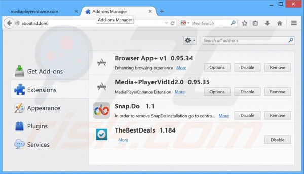 Rimuovere Media Player Enhance da Mozilla Firefox step 2
