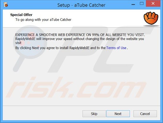 Ingannevole installer usato nella distribuzione dell'adware RapidyWebIE