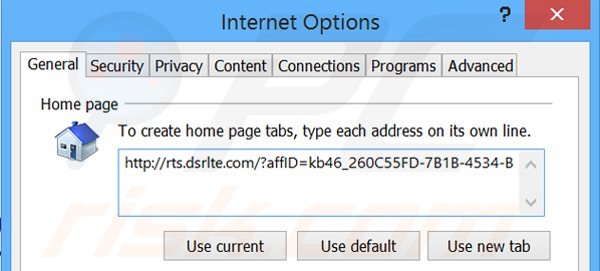 Rimuovere rts.dsrlte.com dalla Internet Explorer homepage