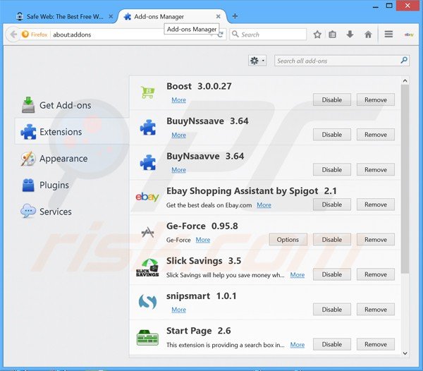 Rimuovere Safe Web adware da Mozilla Firefox step 2