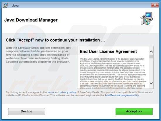 savedailydeals adware installer sample 4