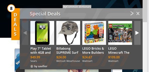 SaveDailyDeals adware mentre genera gli annunci 'Savifier