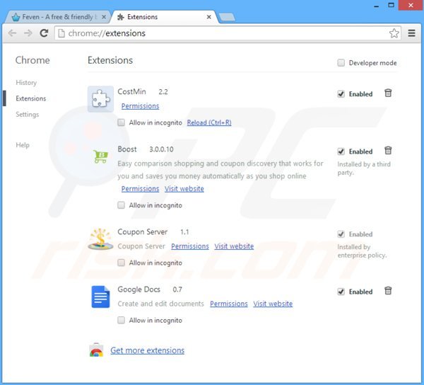 Rimuovere ShowPass Smartbar dalle estensioni del browser