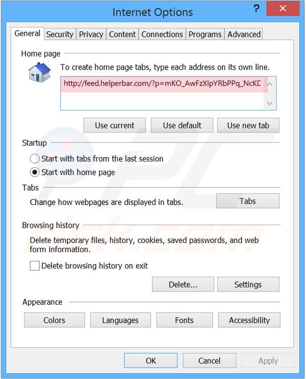 Rimuovere showpass smartbar dalla Internet Explorer homepage