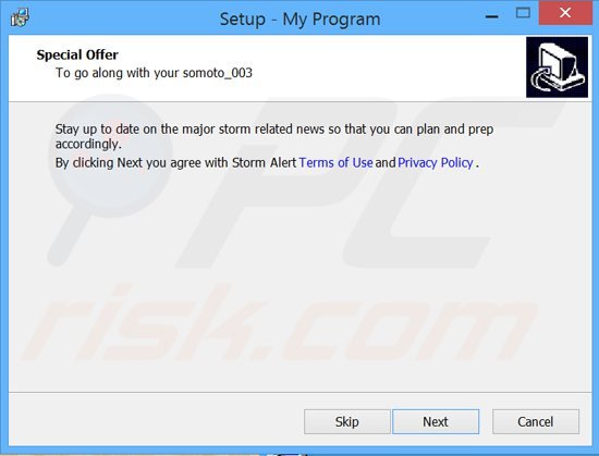 storm alert adware installer sample 3