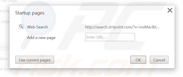 Rimuovere search.strtpoint.com dalla Google Chrome homepage