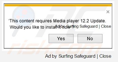 Banner intrusivi generati da questo adware ('Ad by Surfing Safeguard'):