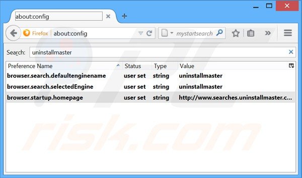 Rimuovere Uninstall Master dal motore di ricerca di Mozilla Firefox 