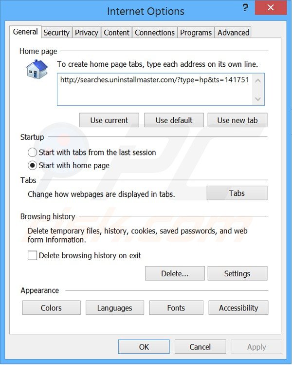 Rimuovere searches.uninstallmaster.com da Internet Explorer