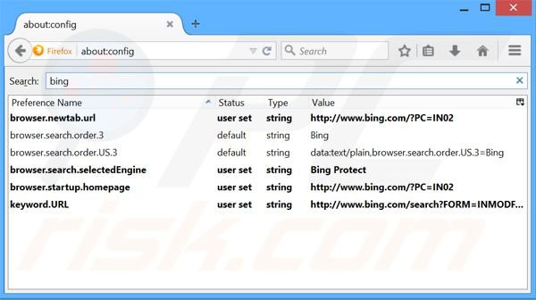 Rimuovere BingProtect dal motore di ricerca di Mozilla Firefox