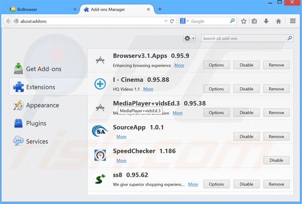 Rimuovere BoBrowser adware da Mozilla Firefox step 2