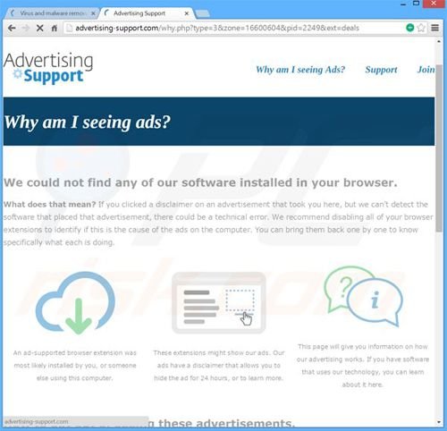 Gli Annunci di Browser Extension portano al sito advertising-support.com