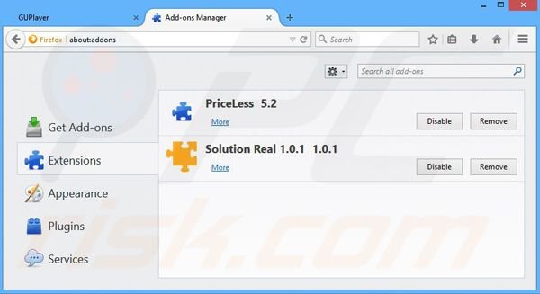 Rimuovere GUPlayer adware da Mozilla Firefox step 2