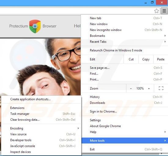 Rimuovere Protectium adware da Google Chrome step 1